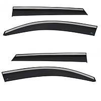 Дефлектори вікон (вітровики) з хром полосою Hyundai Tucson 2015-2021, 4шт, SunPlex, на скотчі