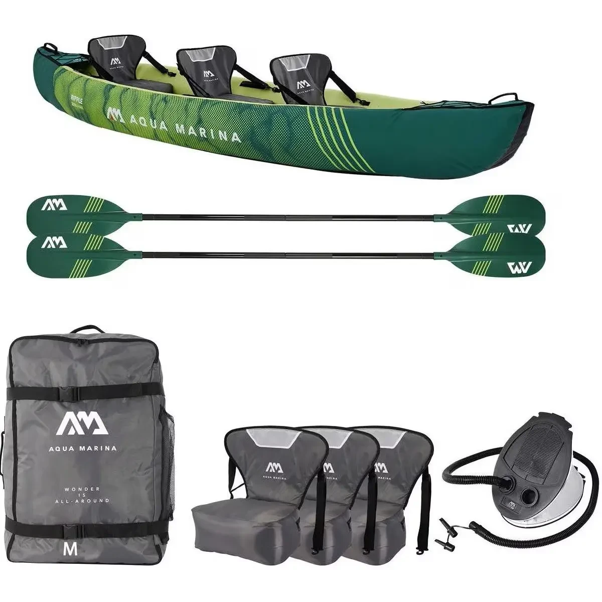 Каноэ Aqua Marina RIPPLE – RECREATIONAL CANOE 2/3-PERSON. INFLATABLE DECK. 2-IN-1 (370см), фото 1