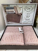 Подарунковий набір рушників для ванної Sikel Piano Penye Somon 50х90см + 70х140см