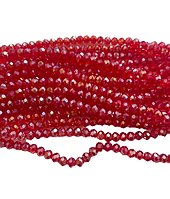 Бусины хрустальные (Рондель) 4*3 мм пачка - 95-115 шт, цвет - светло-красный с переливом
