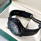 Чоловічий годинник Hublot Big Bang Black Carbon AAA наручний кварцовий з хронографом на каучуковому ремінці сапфір, фото 8