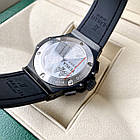 Чоловічий годинник Hublot Big Bang Black Carbon AAA наручний кварцовий з хронографом на каучуковому ремінці сапфір, фото 4