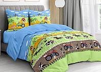 Комплект дитячої постільної полуторної білизни Весела ферма, Бязь Люкс, Тиротекс, салатовий