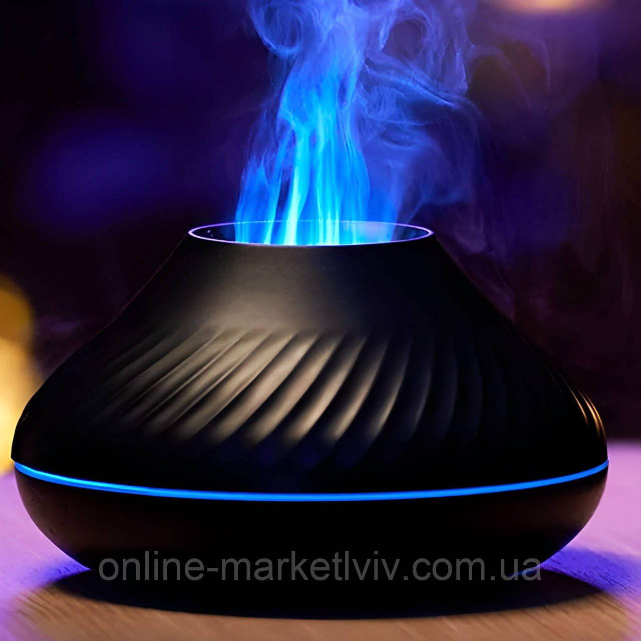 Зволожувач повітря Вулкан міні, 130мл, з RGB підсвічуванням / Аромадифузор зволожувач з ефектом полум'я