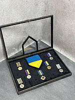 Вітрина для нагород і прикрас із додатковим місцем під гравіювання за вашим ескізом 438*315*47ММ (А3+)