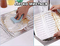 Захисний екран від бризок жиру для плити 84х32, 5см. Зашитна панель для сковороди. Захисна фольга від бризок, фото 4