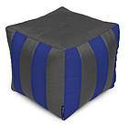 Пуф-кубик Студія комфорту Смугастий оксфорд стандарт + сірий-синій (09214)