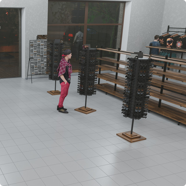 Візуалізація установки обладнання для магазину одягу Візуалізація установки обладнання для магазину одягу