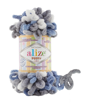 Нитки пряжа для в'язання велюрова плюшева петлями PUFFY COLOR Паффи Колор № 6075