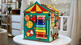 Бізібудинок з дерева 55х30х30 см Цирк 41х35х35 см Зелений