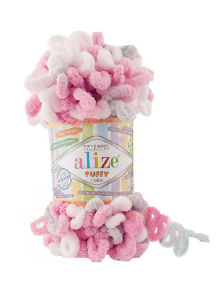 Нитки пряжа для в'язання велюрова плюшева петлями PUFFY COLOR Паффи Колор № 6370