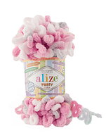 Нитки пряжа для в'язання велюрова плюшева петлями PUFFY COLOR Паффи Колор № 6370