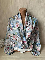 Стильна яскрава шифонова жіноча блуза-боді з довгим рукавом