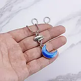 Потрійні кулони Best Friend Forever BFF для найкращих друзів подруг 3шт тройні підвіски із синім серцем місяцем зіркою, фото 5