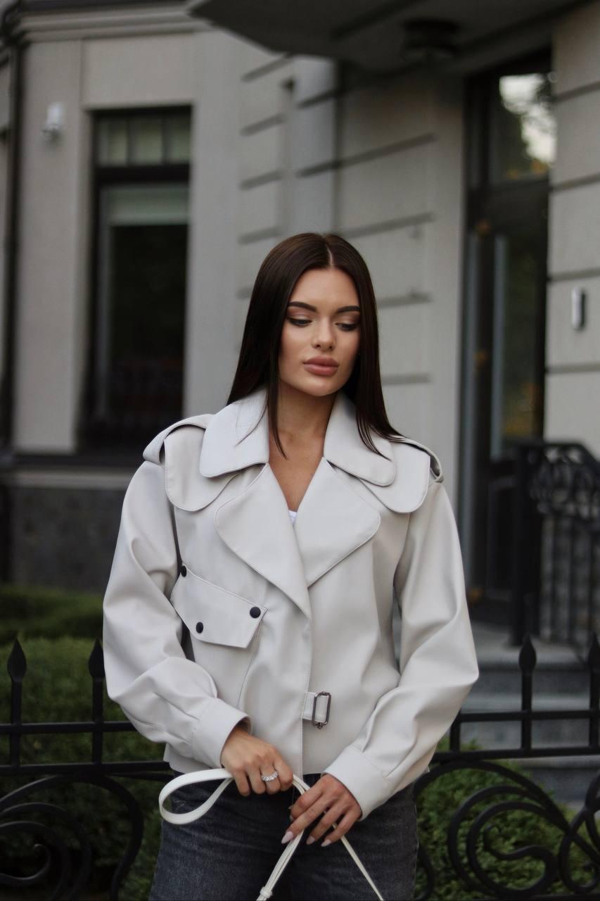 Куртка шкіряна жіноча оверсайз з об'ємними рукавами і великим відкладним коміром (р. S-L) 6601592Q, фото 1