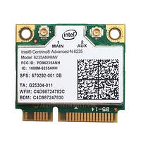 Wi-fi+BT модуль HalfSize Mini pcie Intel Advanced-N 6235 (670292-001) 802.11 b,g,n , 300Mbps 2,4 GHz/ 5GHz!