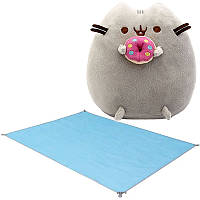 Мягкая игрушка Pusheen cat с пончиком 23x25см Серый и Пляжный коврик анти песок SANDMAT 120*150см Blue n-11950