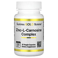 Цинк-L-карнозин California Gold Nutrition Zinc L-Carnosine Complex для желудка 30 растительных капсул
