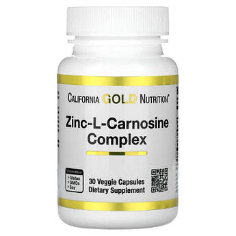 Цинк-L-карнозин California Gold Nutrition Zinc L-Carnosine Complex для шлунка 30 рослинних капсул