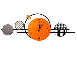 Годинник настінний безшумний, дизайнерський, креативний, Red Dot, JT22176 / 80x29 см, чорно-помаранчевий