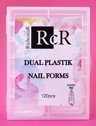 Верхні форми для нарощування нігтів RichColoR 02 (стилет з розміткою прозорі), 120 шт, фото 1