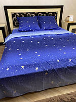 Комплект постельного белья синий Звезды двуспальный