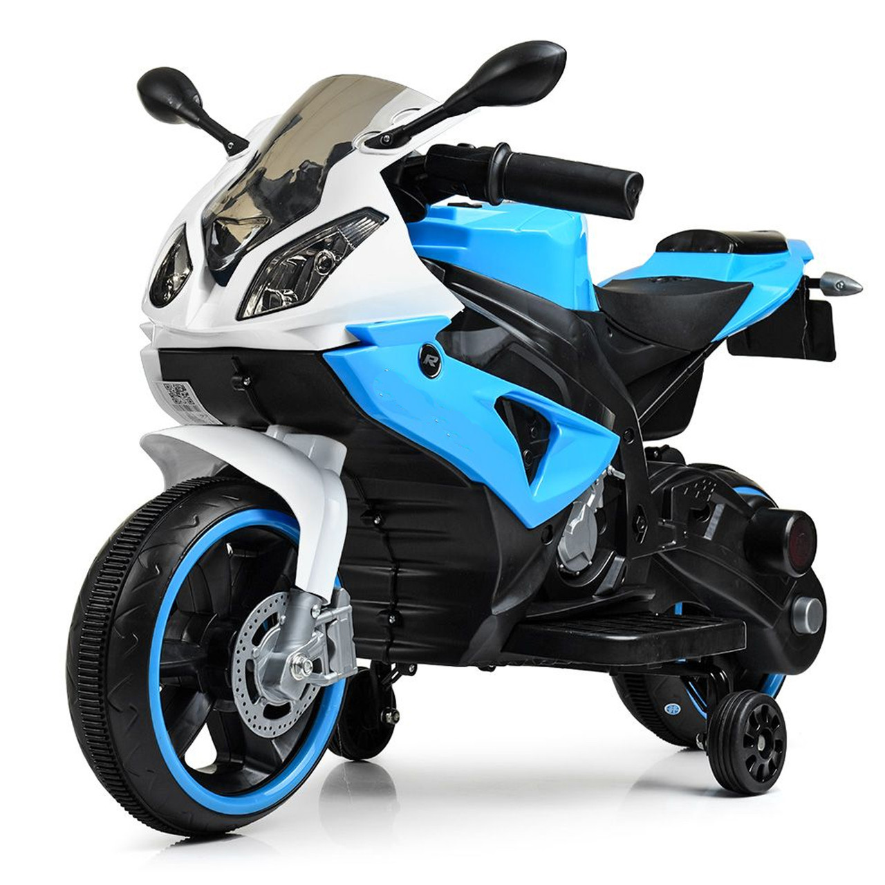 Дитячий електромотоцикл BMW (2 мотори по 45W, MP3, USB) JT528 Біло-синій, фото 1