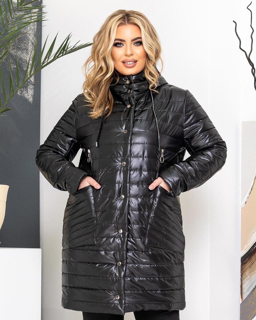 Шикарна жіноча куртка на синтепоні 100, тканина "Плащівка" 50, 52, 54, 62 розмір 50