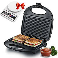 Бутербродница гриль сендвичница Domotec MS 7709 + Подарок Кухонные весы MS-400 / Бутербродницы и вафельницы