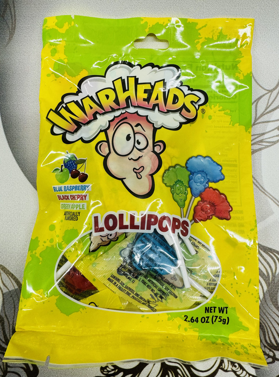 Кислі льодяники на паличці Warheads Lollipops