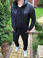 Мужской спортивный костюм найк черно-серый с капюшоном для прогулок весна-осень XL