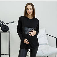 Лонгслів для вагітних і годуючих жінок Чорний Стильний лонгслів бля вагітних Лонгслів для годування
