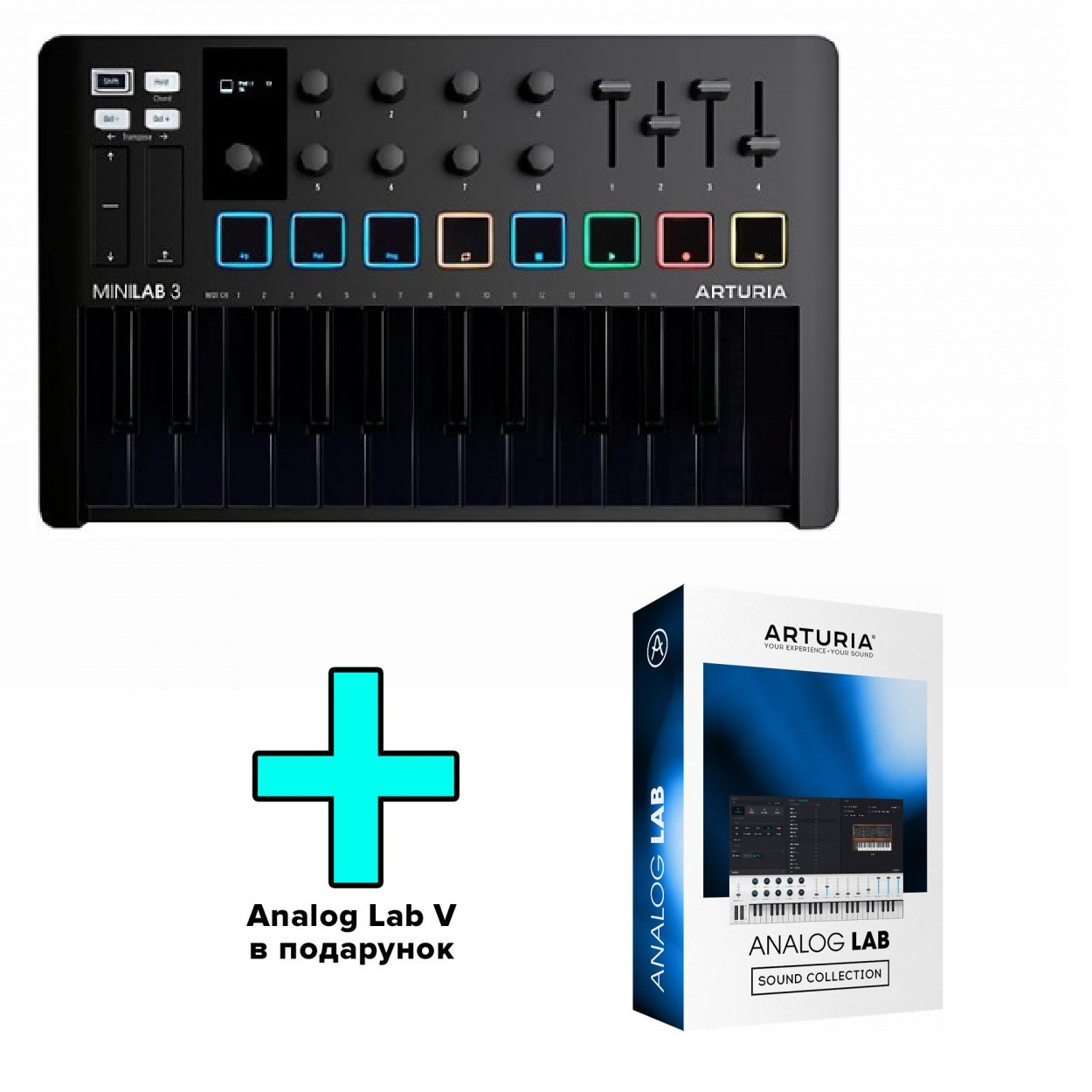 MIDI-клавіатура Arturia MiniLab 3 Deep Black + Arturia Analog Lab V