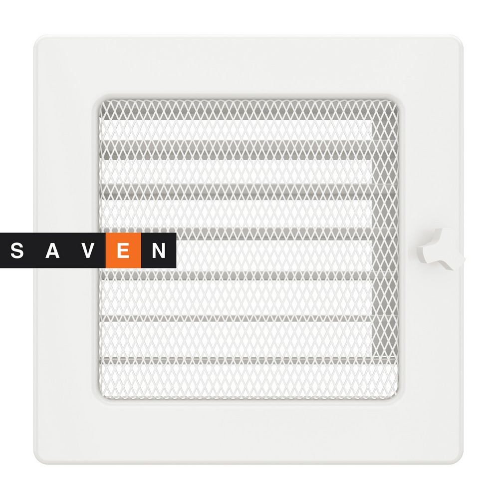 Вентиляційна решітка для каміна SAVEN 17х17 біла з жалюзі, фото 1