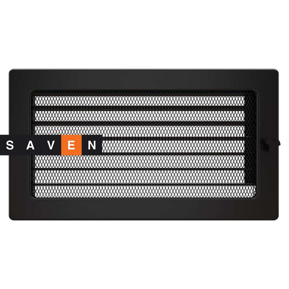 Вентиляційна решітка для каміна SAVEN 17х30 чорна з жалюзі, фото 1