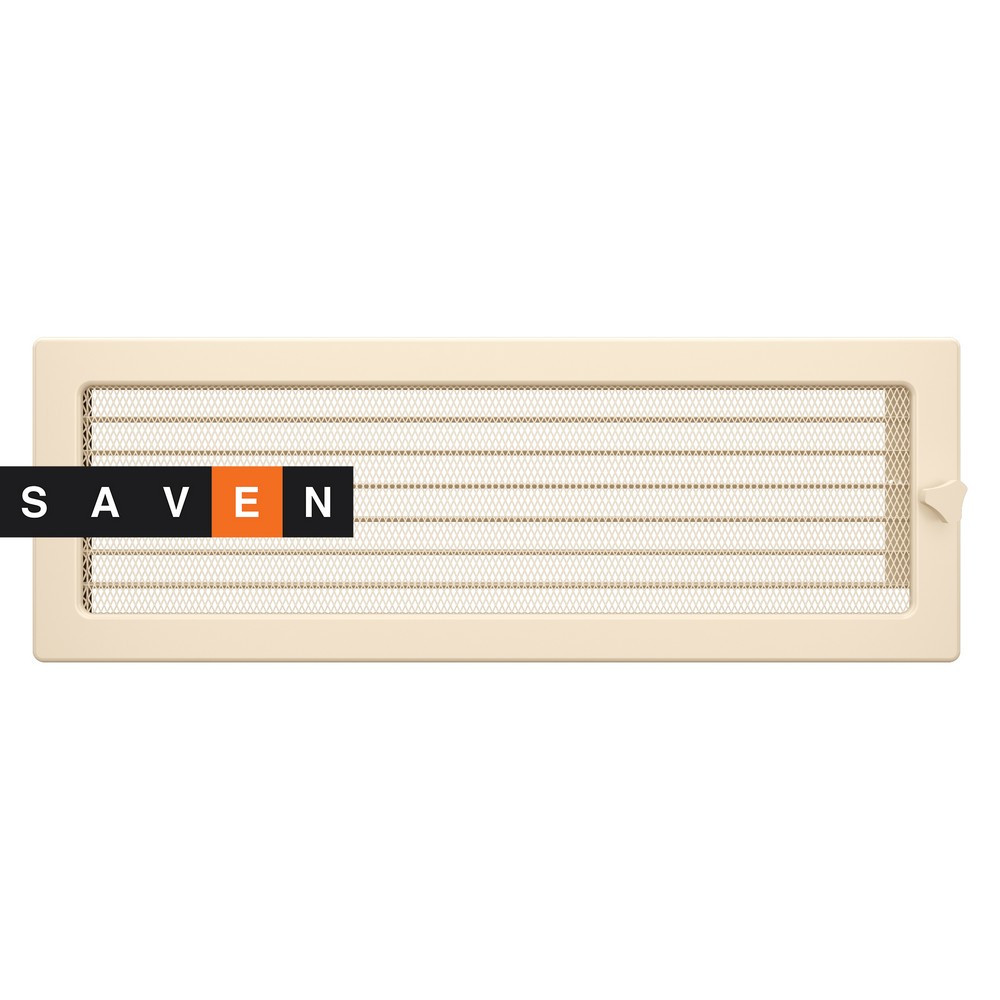 Вентиляційна решітка для каміна SAVEN 17х49 кремова з жалюзі, фото 1