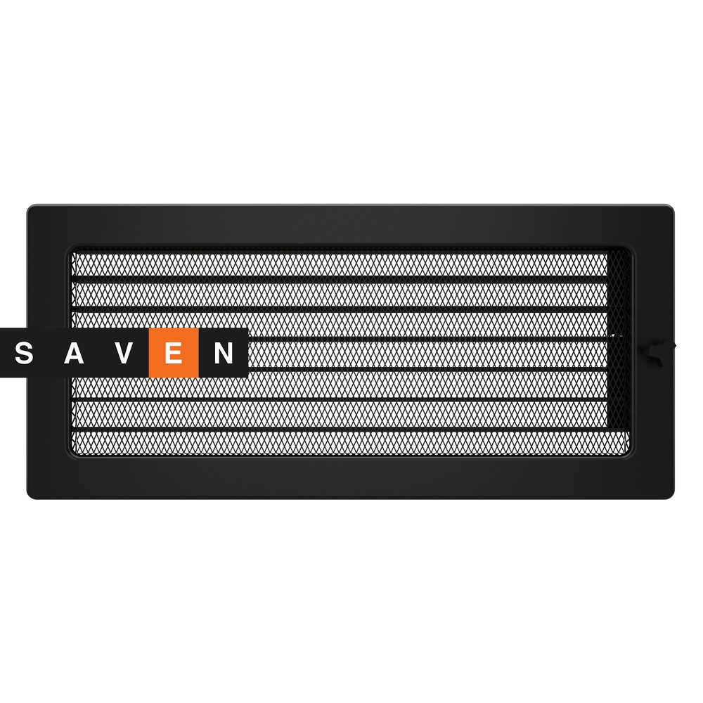 Вентиляційна решітка для каміна SAVEN 17х37 чорна з жалюзі, фото 1