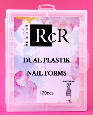 Верхні форми для нарощування нігтів RichColoR 04 (балерина з розміткою прозорі), 120 шт, фото 1