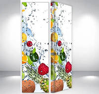 Виниловая наклейка на холодильник, фрукты в брызгах, 180х60 см - Правая (А), с ламинацией