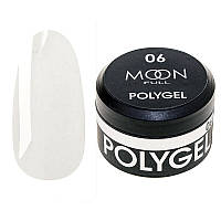 Полигель для наращивания ногтей MOON FULL Poly Gel 15 мл №06, молочный с шиммером