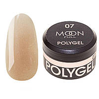 Полигель для наращивания ногтей MOON FULL Poly Gel 15 мл №07, молочная бронза с шиммером