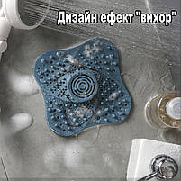 Решітка уловлювач волосся для ванної або душа на присосках біла 29149 білий, фото 5