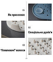 Сітка для зливу колір чорний. Універсальний уловлювач волосся для душу та ванни на присосках, фото 3