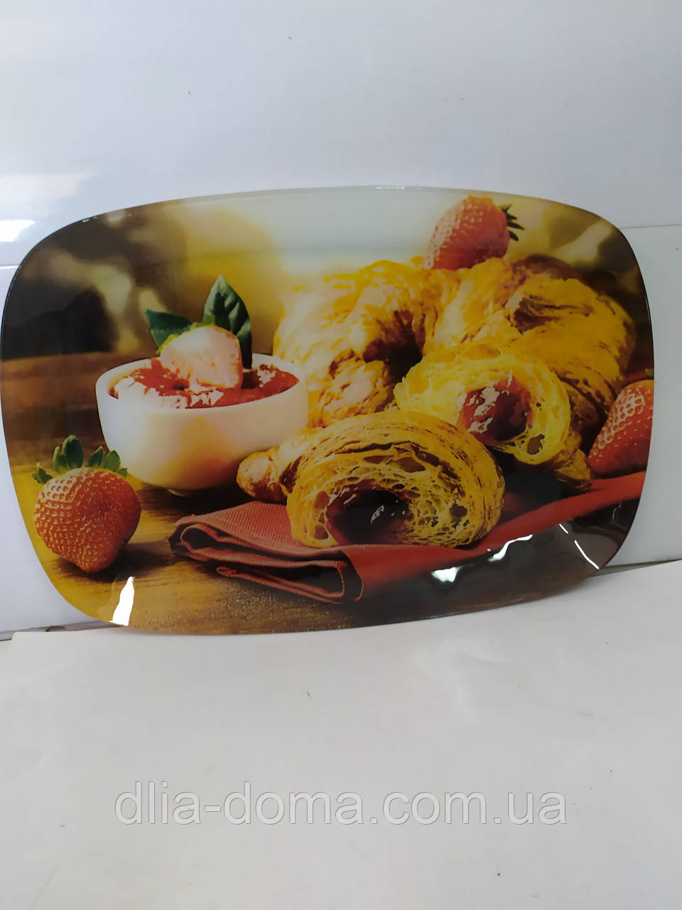 Блюдо стеклянное прямоугольное Круасаны  34.5*23.5 Н 2см №17237358, фото 1