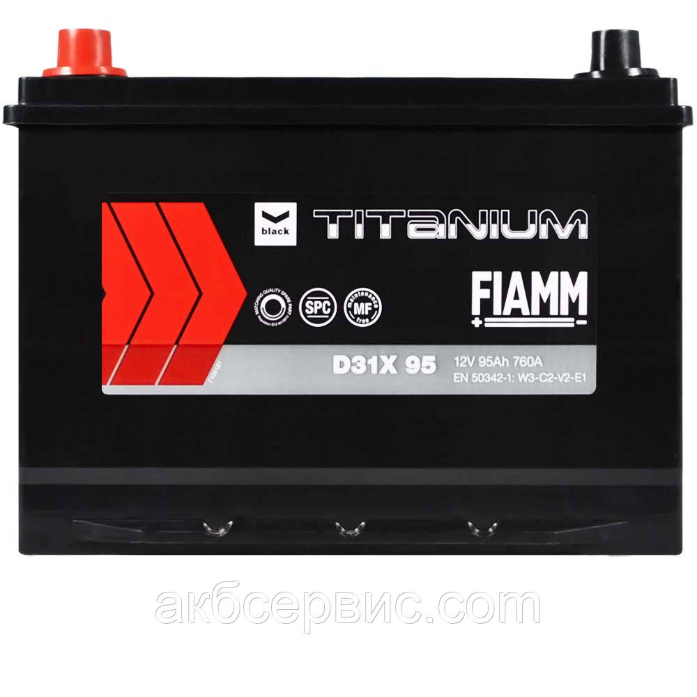 Акумулятор автомобільний FIAMM 6СТ-95 Аз Titanium Black Asia, фото 1