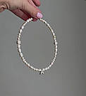 Срібне кольє жіноче з намистинами та літерою Ланцюжок жіночий з кулоном / підвіскою зі срібла 925 проби, фото 5