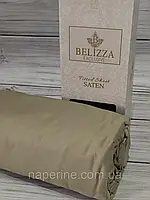 Простынь сатиновая на резинке с наволочками 160 или 180 на 200 см Belizza Home оливковая
