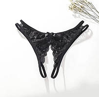 Трусики з відкритим доступом G-String (р. XS/S/M, чорні)