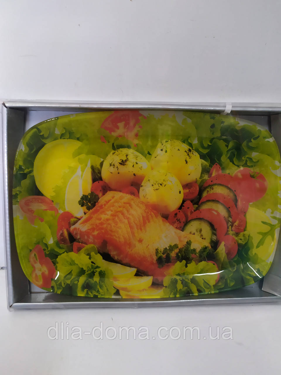 Блюдо стеклянное  прямоугольное Овощи 29.5*21 Н 2 см №17237039