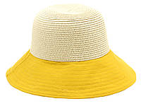 Жіноча пляжна капелюх від сонця з жовтими полями і бантом.